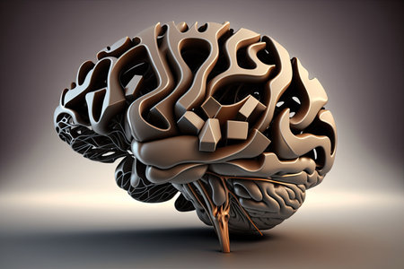 grey brown human brain as artistic background for abstract thinking and art of brain, created with generative aiの素材