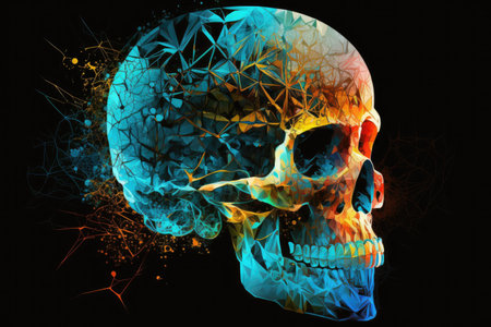 art of brain concept in shape of abstract human skull, created with generative aiの素材