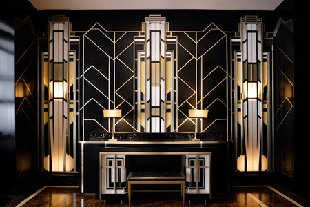 classic art deco design, with sleek lines and geometric shapes, created with generative aiの素材
