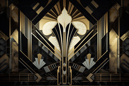 classic art deco design, with sleek lines and geometric shapes, created with generative aiの素材
