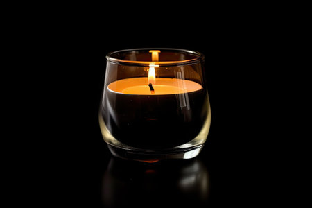 aromatic candle in a glass container, with a black background, created with generative aiの素材