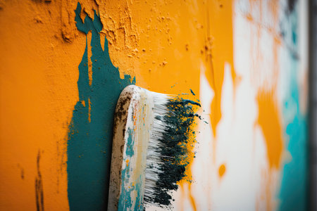 a close-up of a freshly painted wall, with the brush strokes visible, created with generative aiの素材