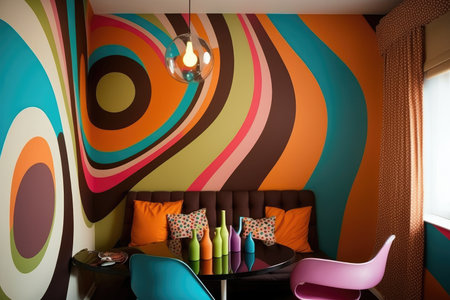 painting walls with bold colors and patterns for modern, stylish look, created with generative aiの素材
