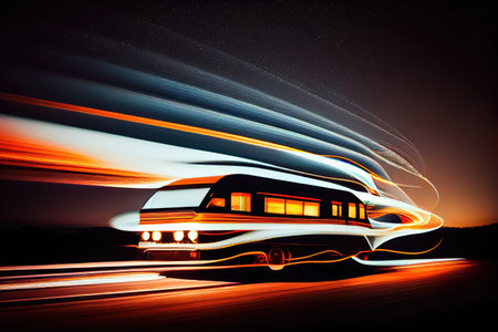long exposure of speeding car, with light trails and blurred lights, created with generative aiの素材