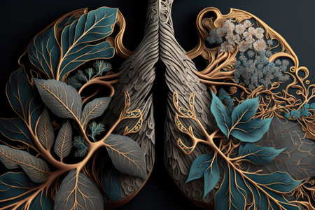 close-up of delicate petals and intricate patterns of the lungs, created with generative aiの素材