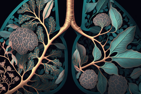 close-up of delicate petals and intricate patterns of the lungs, created with generative aiの素材