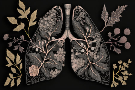 close-up of lung with delicate petals and intricate patterns, created with generative aiの素材