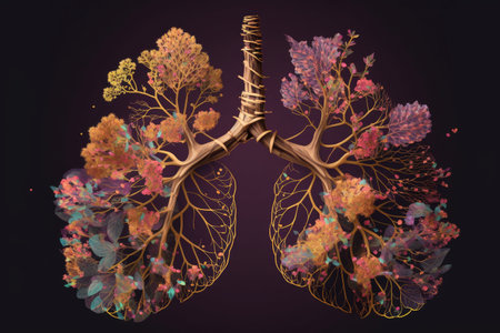myof lung made from flower blooming in spring, symbolizing renewal and new beginnings, created with generative aiの素材