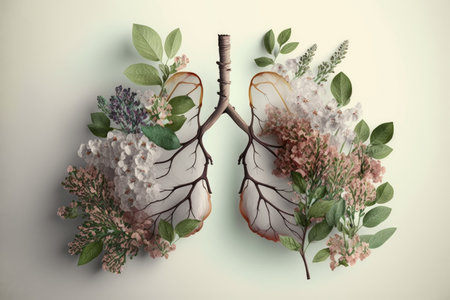 myof lung made from flower blooming in spring, symbolizing renewal and new beginnings, created with generative aiの素材