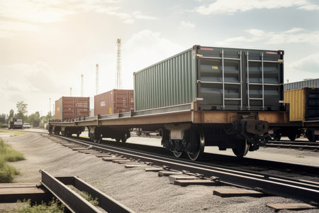 railcar being loaded with cargo for transport, created with generative aiの素材