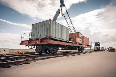 railcar being loaded with cargo for transport, created with generative aiの素材