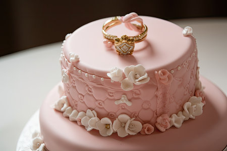 ring cake with delicate and intricate details, including custom accents to suit the occasion, created with generative aiの素材