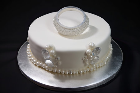 ring cake surrounded by sugar shimmer and pearl accents, created with generative aiの素材