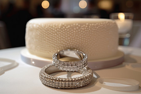 ring cake with simple, modern design and luxurious sparkle, created with generative aiの素材
