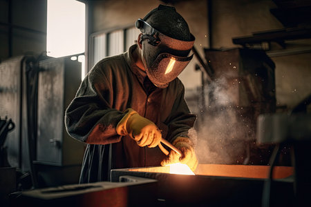 foundry worker, shaping metal into new and exciting products, created with generative aiの素材