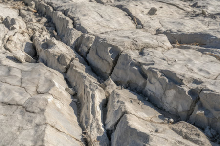 close-up of a fault line, with visible cracks and crevices, created with generative aiの素材