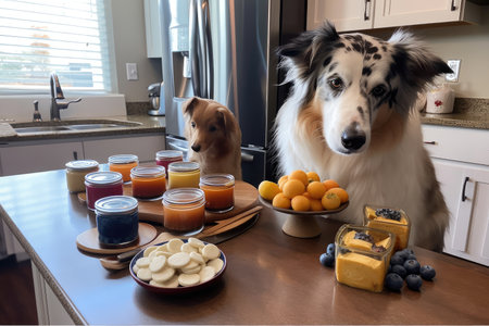 dog chef, preparing healthy and nutritious treats for furry client, created with generative aiの素材