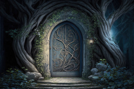 a mysterious and magical doorway, worthy of the most epic fantasy setting, created with generative aiの素材