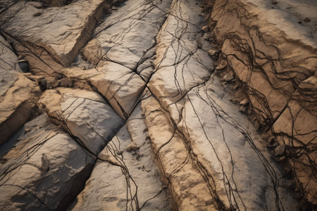 close-up of fault line, with intricate geological details visible, created with generative aiの素材