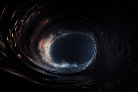 black hole, surrounded by swirling vortex of time and space, created with generative aiの素材