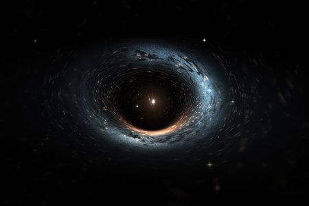 black hole, with stars and galaxies in the background, visible through telescope, created with generative aiの素材