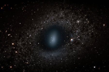 black hole surrounded by cluster of stars, with view of the cosmos beyond, created with generative aiの素材