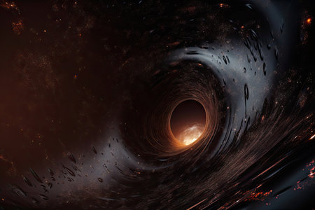 black hole, surrounded by swirl of matter and energy, devouring everything in its path, created with generative aiの素材