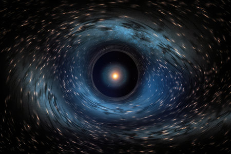 black hole with swirling vortex, surrounded by stars and galaxies, created with generative aiの素材