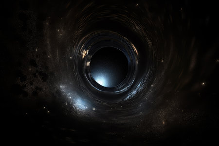 black hole, with its gravity well in full force, in everything that comes near it, created with generative aiの素材