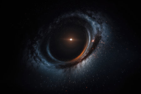 black hole, surrounded by dazzling display of stars and nebulae, created with generative aiの素材