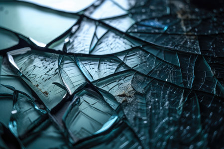 close-up of glass crack, with different textures visible, created with generative aiの素材