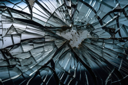 close-up of glass crack, with different textures visible, created with generative aiの素材