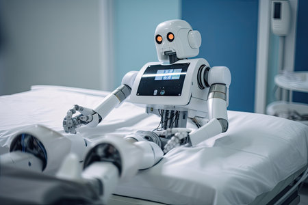 robot, performing delicate on human patient, created with generative aiの素材