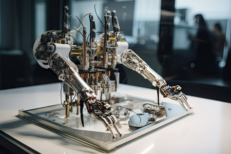 custom robotic hand with surgical tools and lights for delicate surgeries, created with generative aiの素材