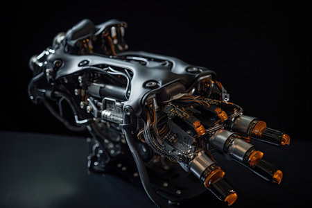 custom robotic hand with specialized grips and tools for performing delicate operations, created with generative aiの素材