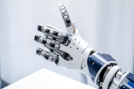 custom robotic hand with specialized tool for performing delicate, created with generative aiの素材