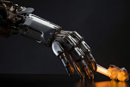 custom robotic hand with pincers and welding torch, ready for construction work, created with generative aiの素材