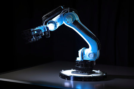 high-tech robotic arm, with specialized gripper and light source for precision, created with generative aiの素材