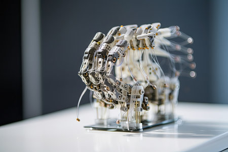 custom robotic hand, with ultra-sensitive tactile sensors and microrubber fingertips, for delicate medical procedures, created with generative aiの素材