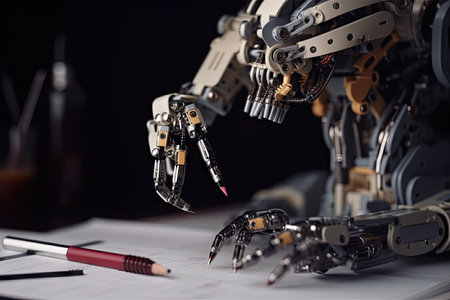 custom robotic hand using screwdriver to repair computer, created with generative aiの素材