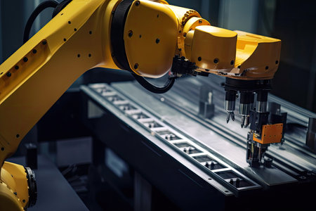 custom robotic arm with tools for precision tasks, such as threading a needle, created with generative aiの素材