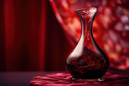 decanter with red wine in abstract background, created with generative aiの素材