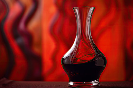 decanter with red wine in abstract background, created with generative aiの素材