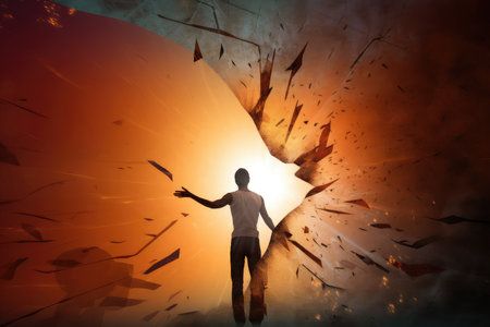 person, choosing good over evil, breaking free from persons control, created with generative aiの素材