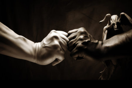 good and evil in constant struggle, with neither side gaining the upper hand, created with generative aiの素材