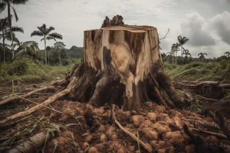 tree being cut down in protest against deforestation, created with generative aiの素材