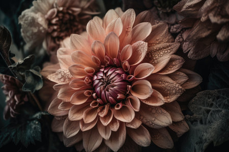 close-up of vintage flower, with intricate details and textures visible, created with generative aiの素材