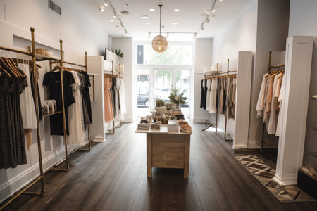 fast-fashion boutique featuring unique and exclusive fashions for every season, created with generative aiの素材