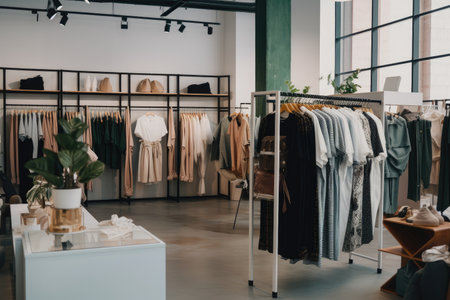 fast fashion store, showcasing the latest trends and styles to customers, created with generative aiの素材
