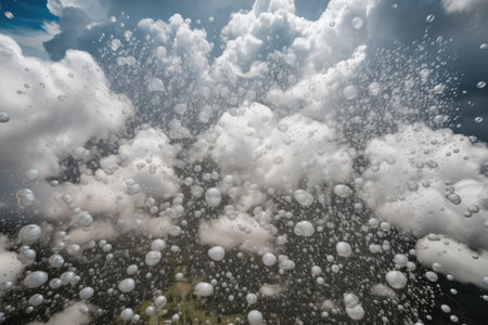 hail storm, with view of the sky and clouds from above, created with generative aiの素材